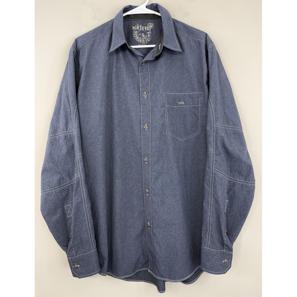 KUHL Shirt Men's Large Long Sleeve Button Up Nylon Polyester Blend